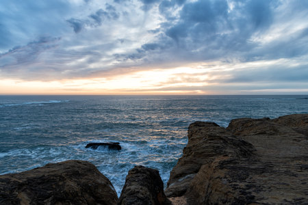 ocean sunset on sea water with sunset sky. seascape sundown. nature concept.