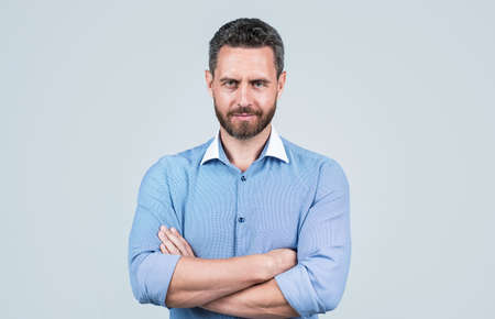 mature bearded businessman in shirt. confident guy with bristle. business fashion style.の写真素材