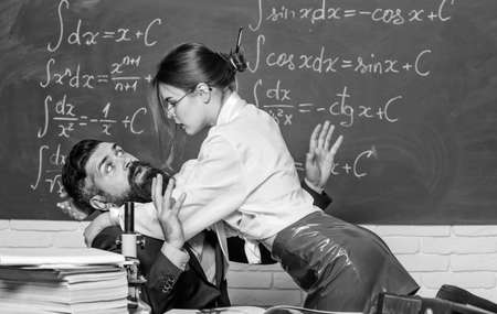 Stop the abuse. Sexy female student abuse male teacher in school. Male victim of sex abuse. Victim...