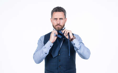 male beauty and fashion. mature professional businessman tie necktie.の写真素材