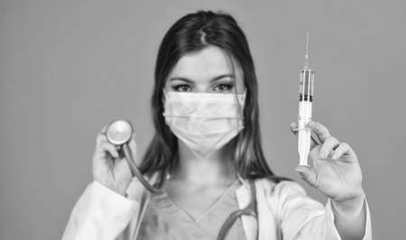 botulinum toxin injections. Beauty injections. Cosmetologist with syringe. Anti ageing care. No wrinkles. Healthy skin. Medical procedures. Adorable woman making injections. Vaccination and treatmentの写真素材