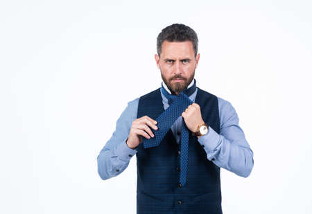 handsome man businessman tie necktie isolated on white, fashionの写真素材