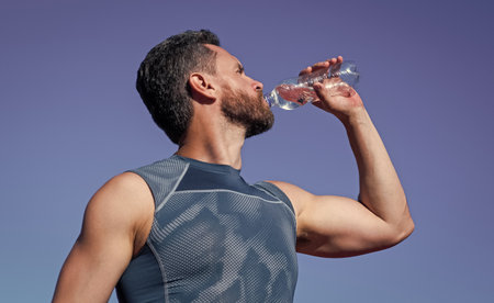 man need hydration. sports and healthy lifestyle routine. water balance in body. athlete feel...