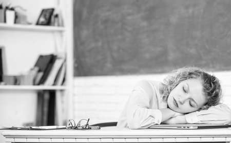 Digital technologies concept. Education online. sleeping student with laptop. Online schooling...