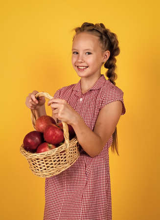 child hold healthy apple fruit for natural vitamin eating while dieting, dietの写真素材