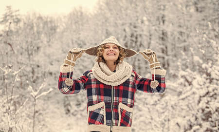 Winter holidays. winter holiday and vacation. best place to feel freedom. woman enjoy landscape....