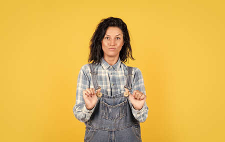 happy pretty woman with brunette hair wear casual clothes, fashionの写真素材