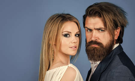 couple in love. elegant formal couple. businessman and lady embrace. man and woman