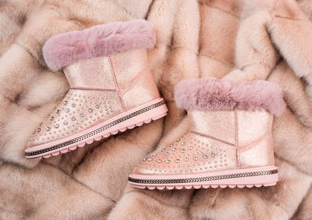 shoe store. shopping concept. female leather stylish footwear.の写真素材