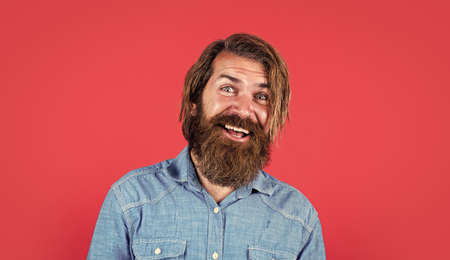 happy smiling mature man. guy with beard. brutal caucasian hipster with moustache. male barber...