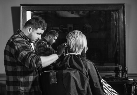 male hairdresser salon. barber professional masterの写真素材