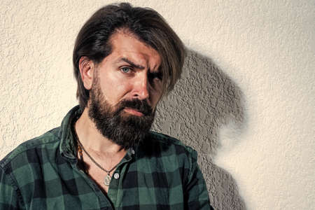 handsome man with beard and moustache wear casual style, fashionの写真素材