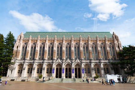 Seattle, Washington, USA - April 3, 2021: College Building of Suzzallo Library at the Universityのeditorial素材
