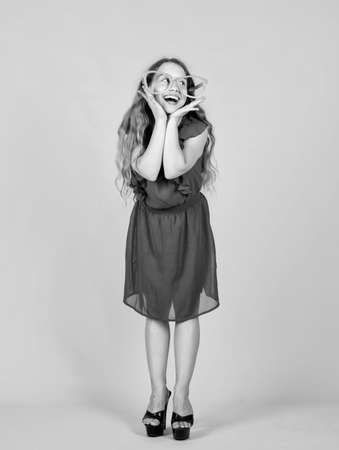 happy child with party glasses for holiday, having funの写真素材