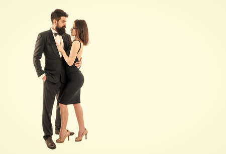 Romantic couple of lovers isolated on white copy space, loveの写真素材