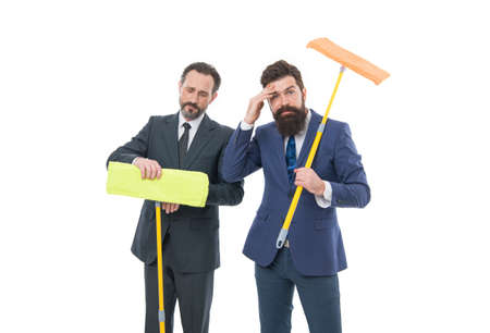 businessmen clear wall to white. clean slate. Partnership and teamwork. cleaning company. clean...