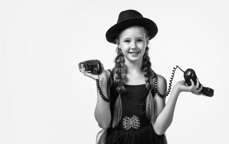 child having phone conversation. happy childhood. beauty and fashion.