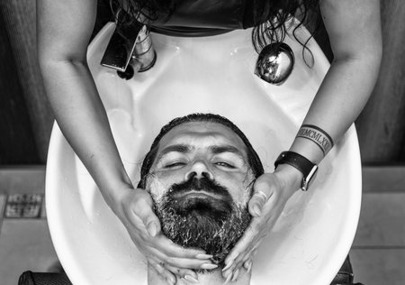 personal hygiene. male beauty and fashion. making new hairstyle.
