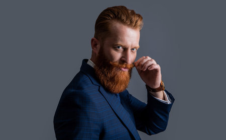 studio shot portrait of business man in formalwear. suit and tie formalwear of business man.の写真素材