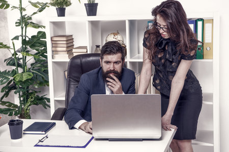 Man and woman boss manager director. Office meetingの写真素材