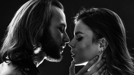 we are one. portrait of boyfriend and girlfriend. kissing. couple in love.の写真素材