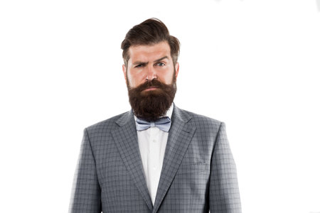 Welcome at party. Corporate celebration. Successful businessman manager. Businessman concept. Confident businessman handsome bearded man in formal suit. Business strategy. Simplicity of thoughtの写真素材