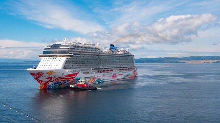 Victoria, Canada - June 28, 2019: huge cruise travel ship in the oceanのeditorial素材