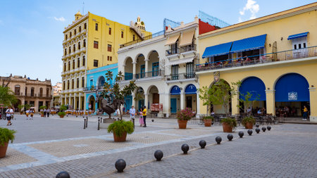 Havana, Cuba - May 02, 2019: destination square with colorful building in old havanaのeditorial素材