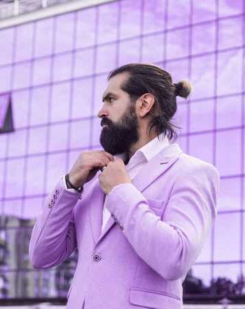 pure mens beauty. confident and handsome guy. businessman. brutal bearded manの写真素材