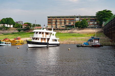 Manaus, Brazil - December 04, 2015: trip boat in harbour portのeditorial素材