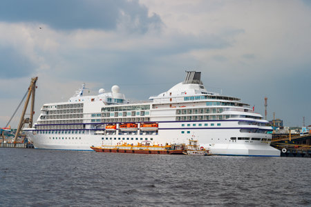 Manaus, Brazil - December 04, 2015: big cruise ship in port ready for tourのeditorial素材