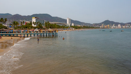 Acapulco, Mexico - May 12, 2019: summer vacation seaside beach at resort cityのeditorial素材