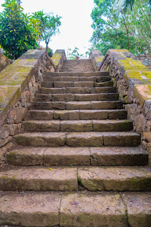 stairs path outdoor. grey stairs path. way up stairs path structure. photo of stairs pathの写真素材