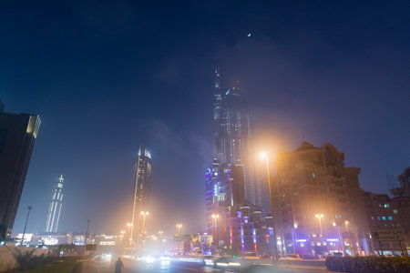 Dubai, United Arab Emirates - December 23, 2017: skyscraper architecture urban building skylineのeditorial素材