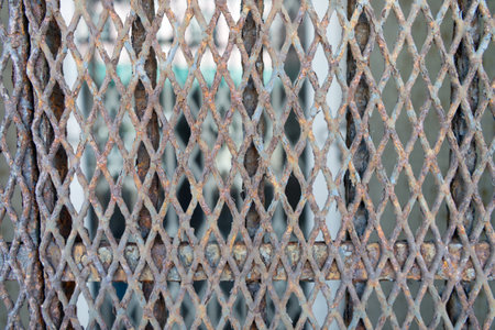 rusty fence background. grey rusty fence background, gray rusty fence background.の写真素材