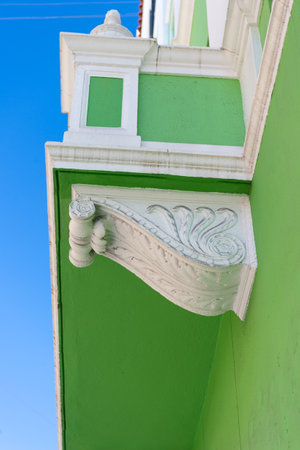 gypsum facade of green house. photo of gypsum facade. gypsum facade of building.の写真素材