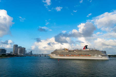 Miami, Florida USA - December 27, 2015: Carnival Cruise Lines big ship at portのeditorial素材