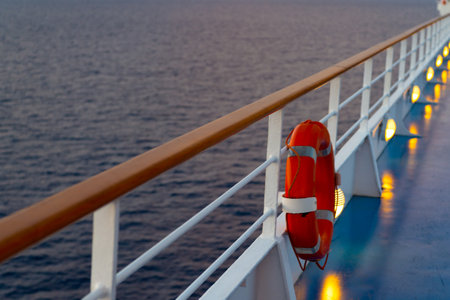 lifebuoy at boat trip view. lifebuoy at boat trip vacation. photo of lifebuoy at boat trip cruisingの写真素材