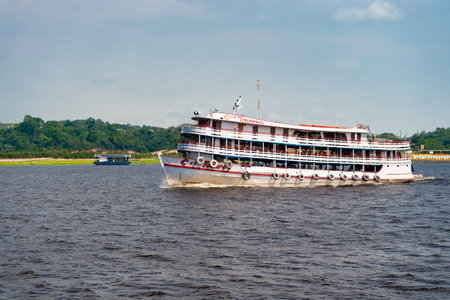 Manaus, Brazil - December 04, 2015: tour ferryboat for summer tripのeditorial素材