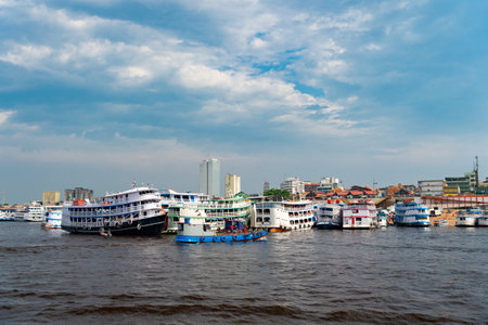 Manaus, Brazil - December 04, 2015: traveling harbour port for summer trip at seaportのeditorial素材