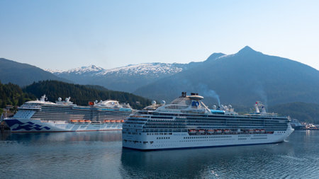 Ketchikan, Alaska USA - May 27, 2019: cruise ferry trip with landscapeのeditorial素材
