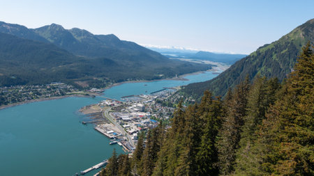 destination landscape in alaska bay. aerial photo of destination landscape.の写真素材