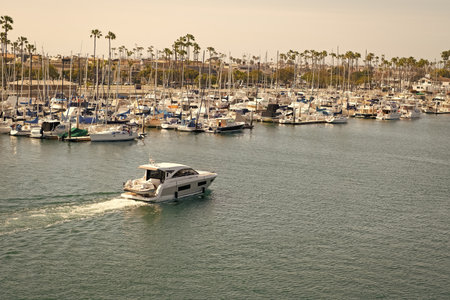 Long Beach, California USA - April 10, 2021: summer vacation port or yacht harbour
