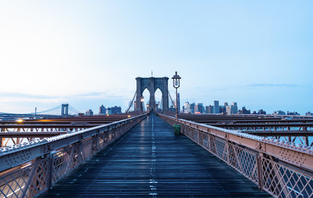 bridge spanning the East River between the boroughs of Manhattan and Brooklyn. brooklyn bridge of new york city. brooklyn bridge in new york. Connecting Manhattan and Brooklynの写真素材