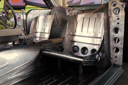 metallic car seat of chromium plated vehicleの写真素材