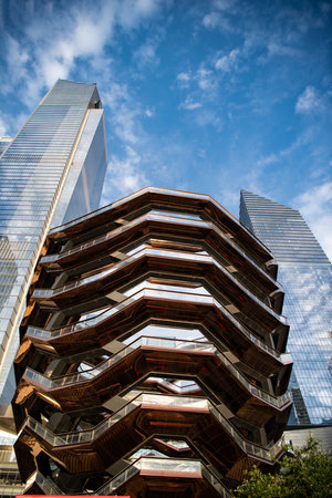 New York City, USA - July 23, 2023: The Vessel known as the Hudson Yards Staircase in Midtown...
