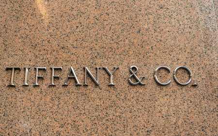 New York City, USA - July 9, 2023: Tiffany and Co retailer logoのeditorial素材