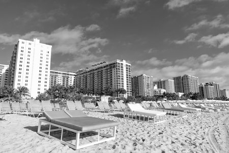 sunbed at summer beach. sunbed at summer beach in summertime. sunbed at summer beachの写真素材