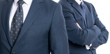 business team success. business partner isolated on white. two business man in suit. business teamwork and collaboration. partnership concept. partner team. successful partnership. selective focusの写真素材