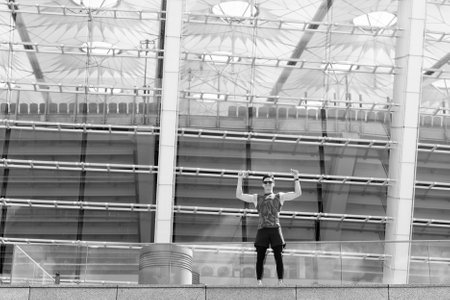 athlete champion man outdoor. athlete champion man outside. athlete champion manの写真素材